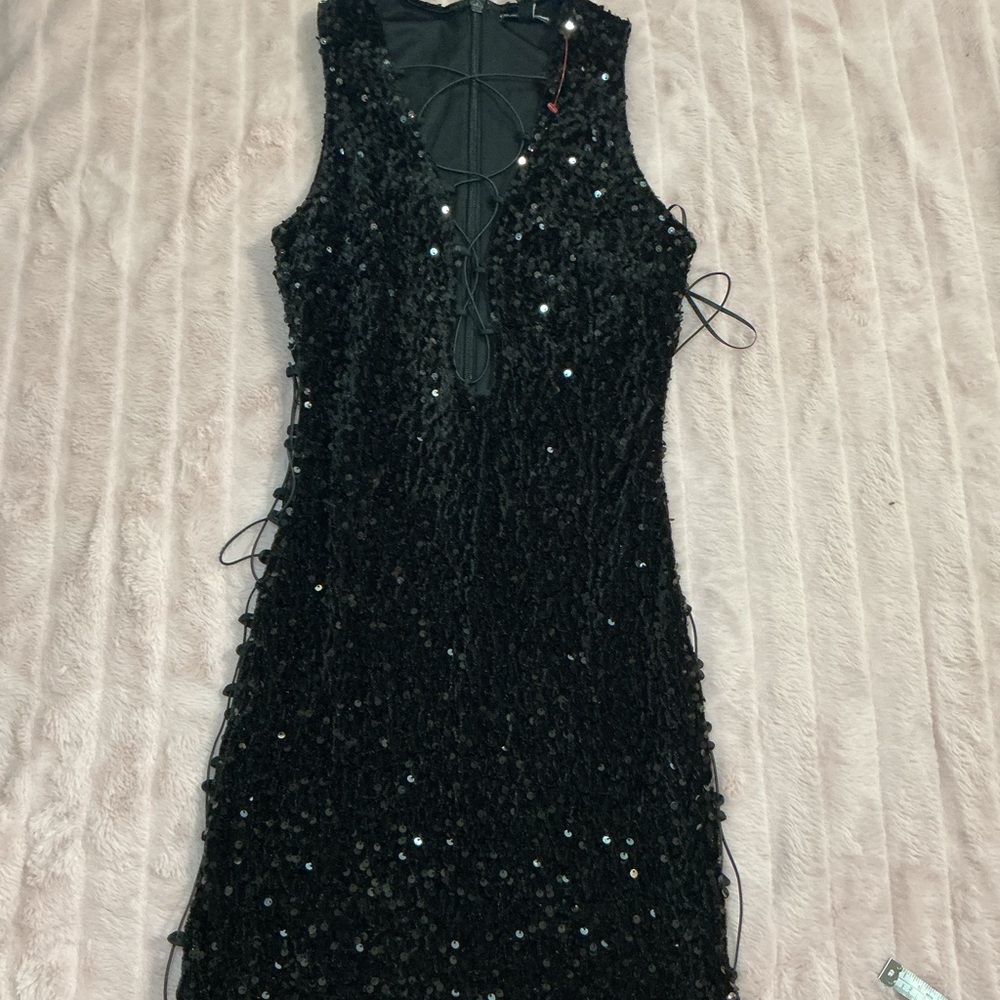 Fashion Nova Black Sequin Sheath Dress